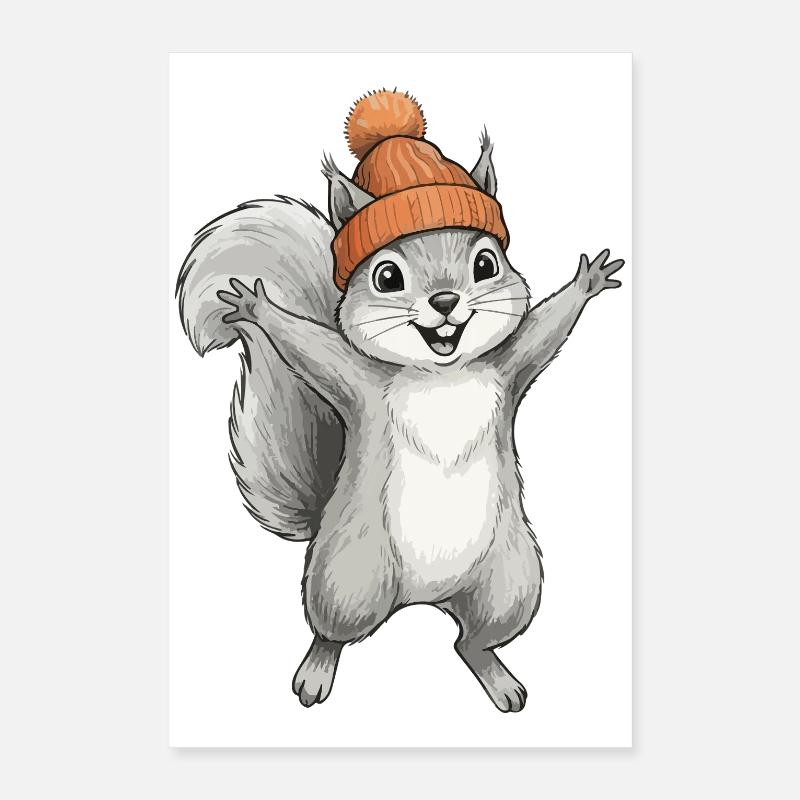 Écureuil avec un bonnet Poster 40 x 60 cm