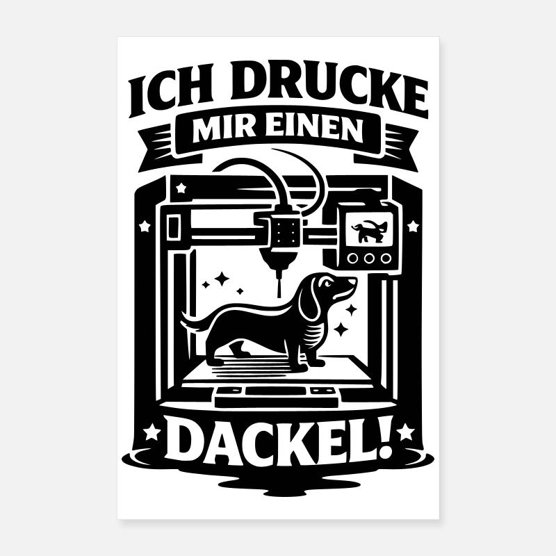 Dackel 3D Drucker Basteln Hund Poster 40x60 cm