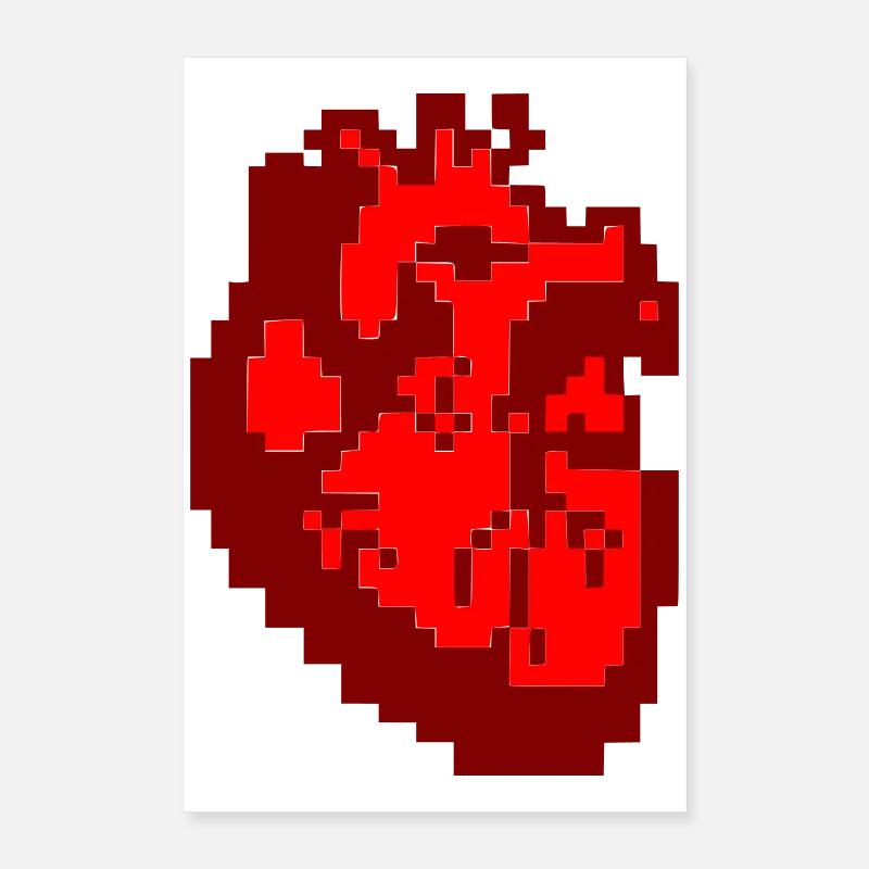 Anatomical Heart Pixel Red Poster 16" x 24" (40x60 cm)