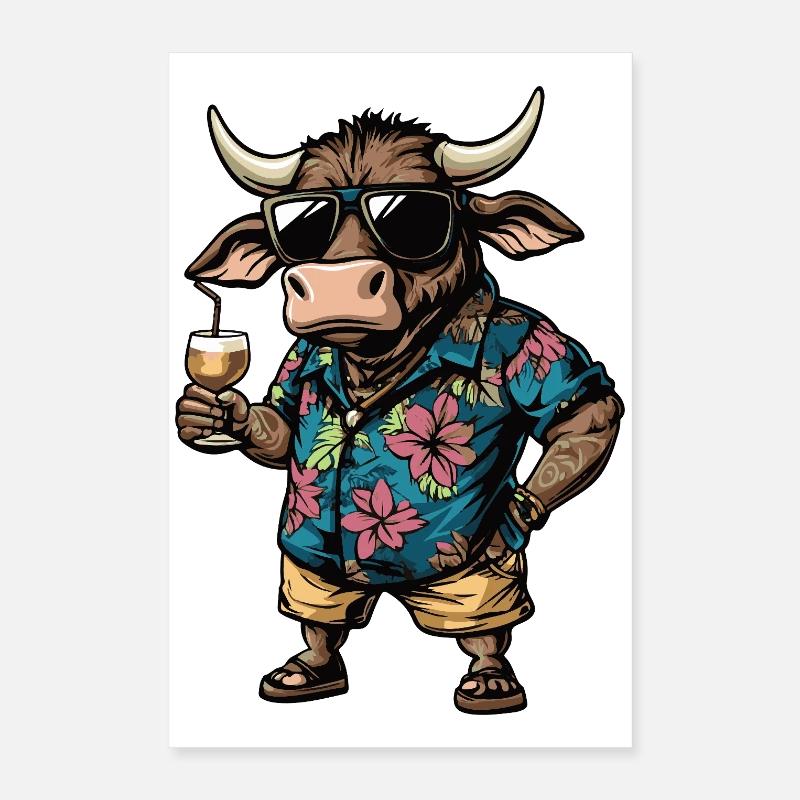 Été de la bande dessinée Taureau Poster 40 x 60 cm