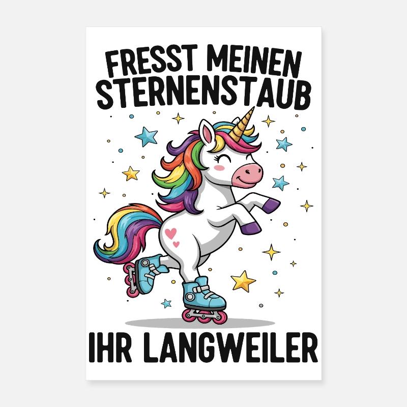 Rollschuh Einhorn Poster 40x60 cm