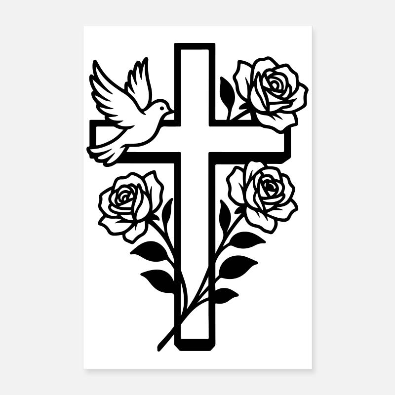 Kreuz Taube Christlich Poster 40x60 cm