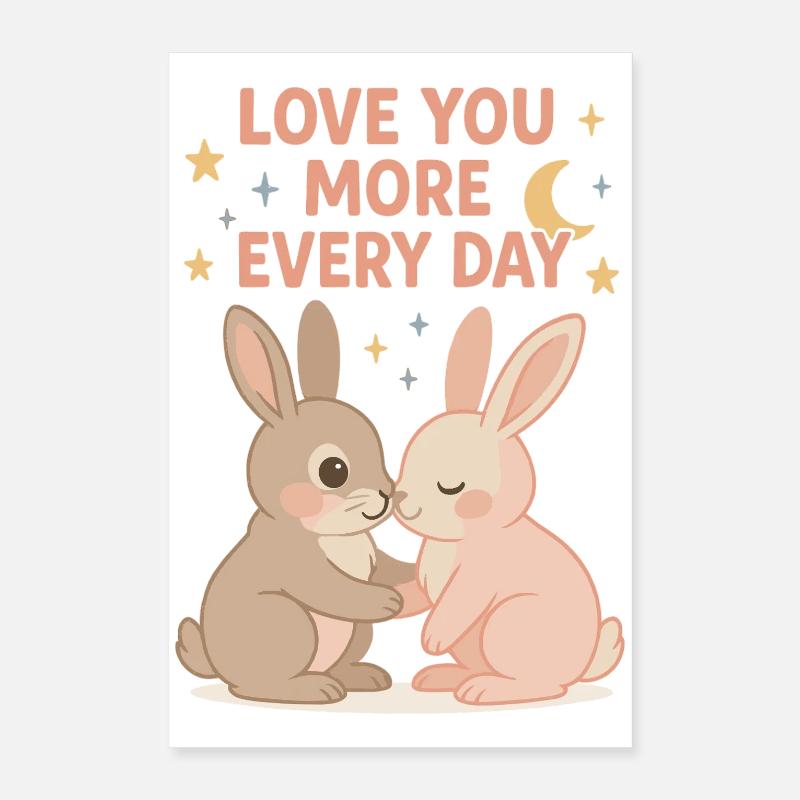 Adoration de lapin mignon sous les étoiles Poster 40 x 60 cm