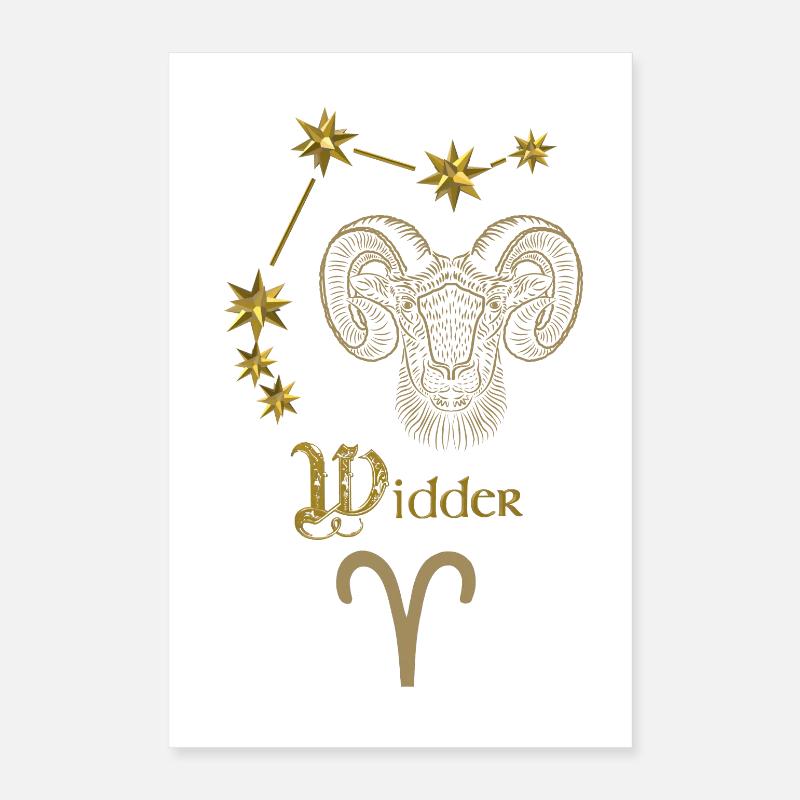 Astrologisches Sternzeichen Widder - Gold Poster 40x60 cm
