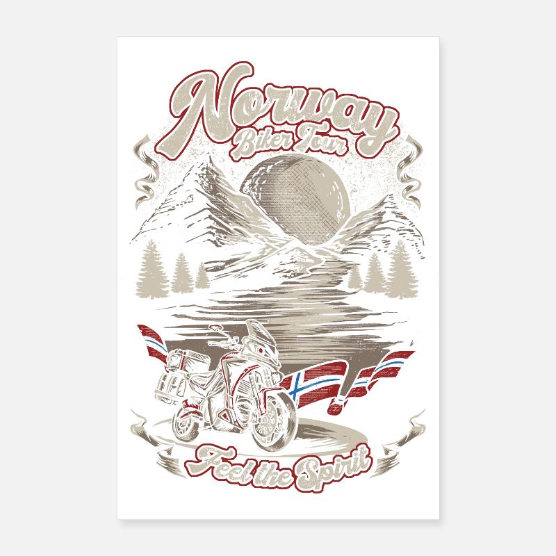 TOUR DE NORVÈGE EN BIKER Poster 40 x 60 cm