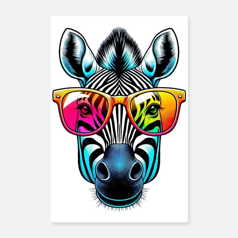 Zèbre avec lunettes de soleil Poster 40 x 60 cm