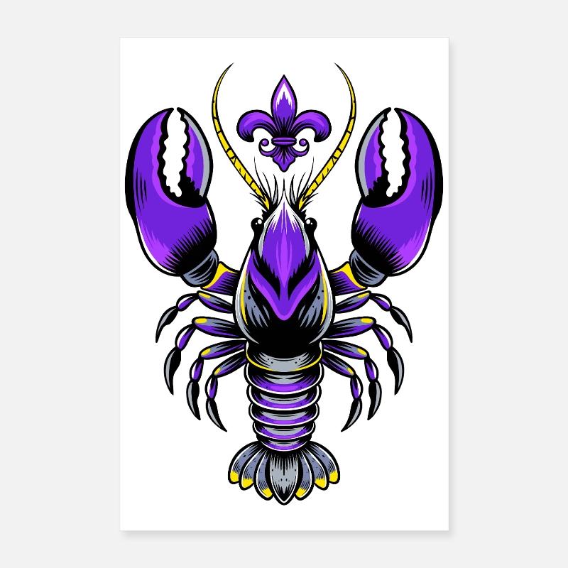 Mardi Gras crawfish with fleur-de-lis design Poster 16" x 24" (40x60 cm)