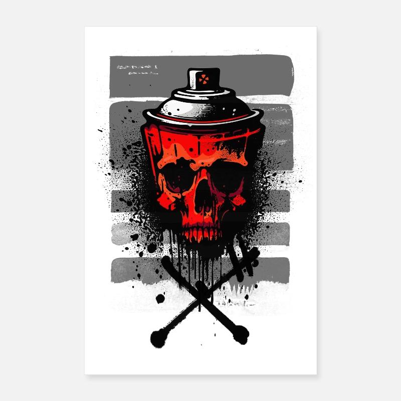 Red urban skull spray Poster 16" x 24" (40x60 cm)