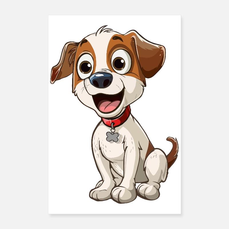 Chien animé chiot joyeux Poster 40 x 60 cm