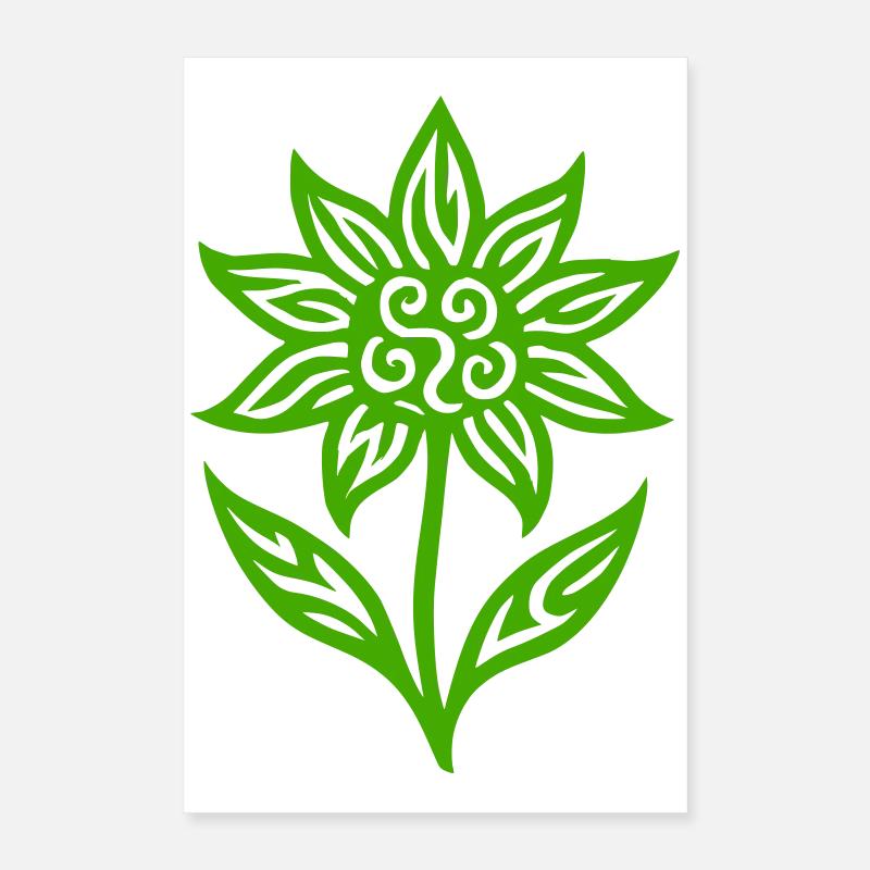 Fleur créative avec motif tribal - couleur variable Poster 40 x 60 cm