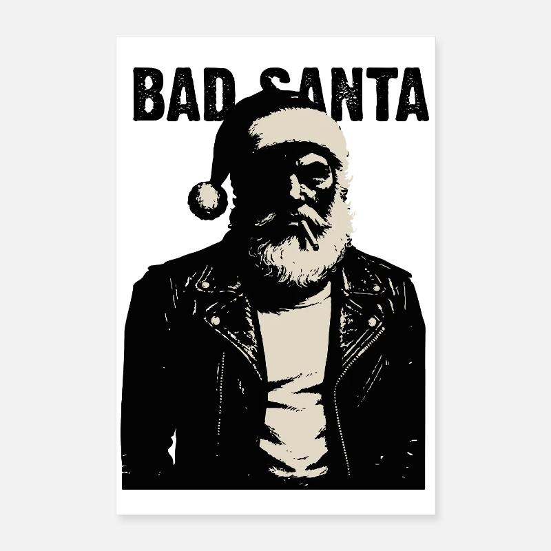 Rebel Santa in Leather Jacket Poster 16" x 24" (40x60 cm)