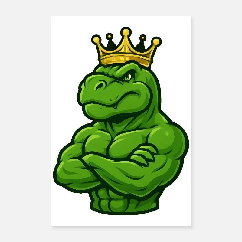 Starker T-Rex Dinosaurier mit Krone Selbstbewusst  Poster 40x60 cm