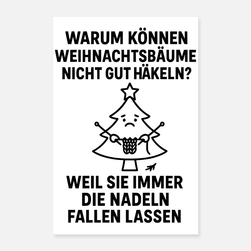 Christmas Tree Crochet Joke Needles Drop Poster 16" x 24" (40x60 cm)