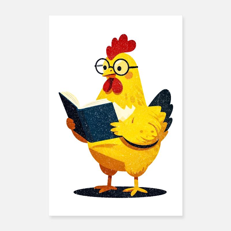 Bücherhaftes Huhn Poster 40x60 cm