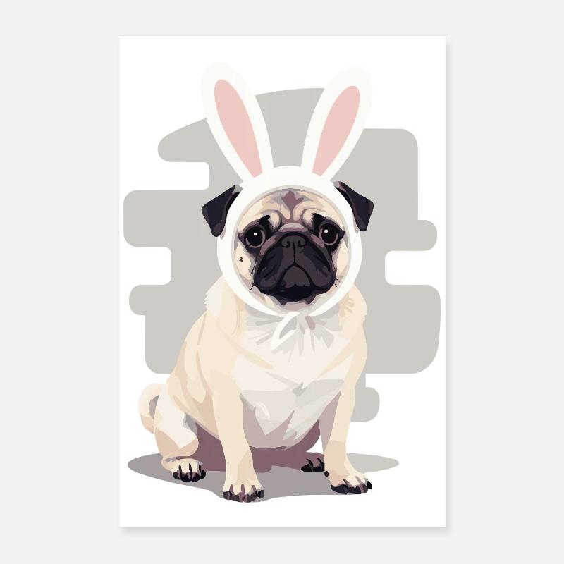 Pug Bunny Poster 16" x 24" (40x60 cm)