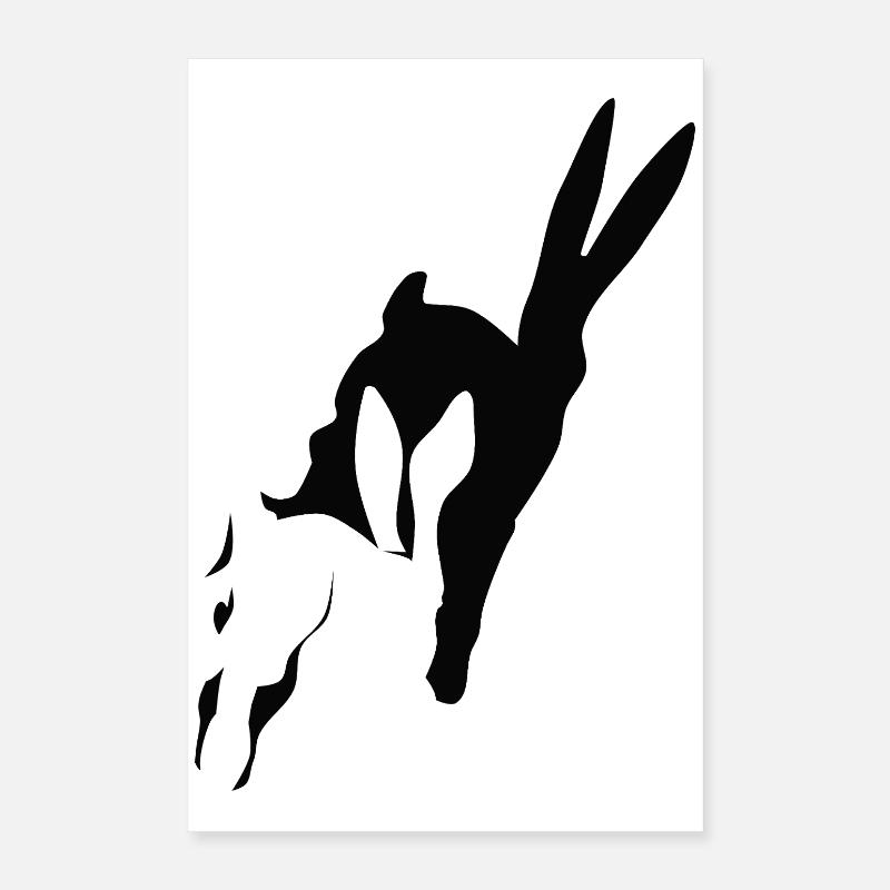Bunny runs shadow bunny Easter bunny rabbit hop Poster 16" x 24" (40x60 cm)