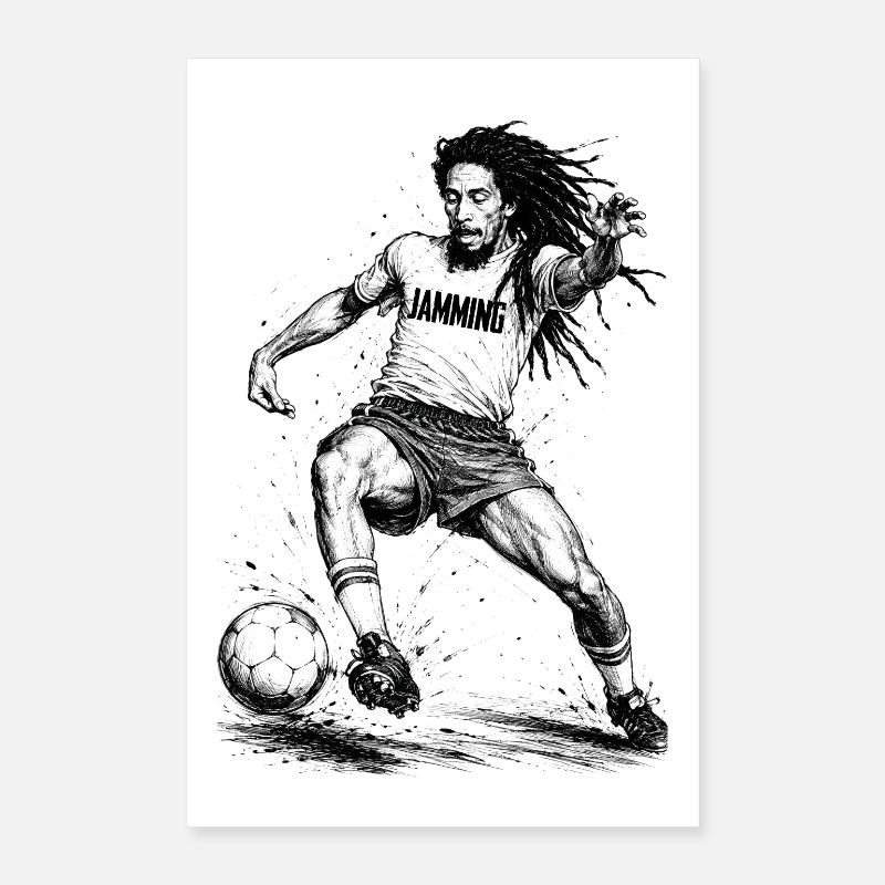 Jammin Kick Dreadlock Fußballheld Poster 40x60 cm