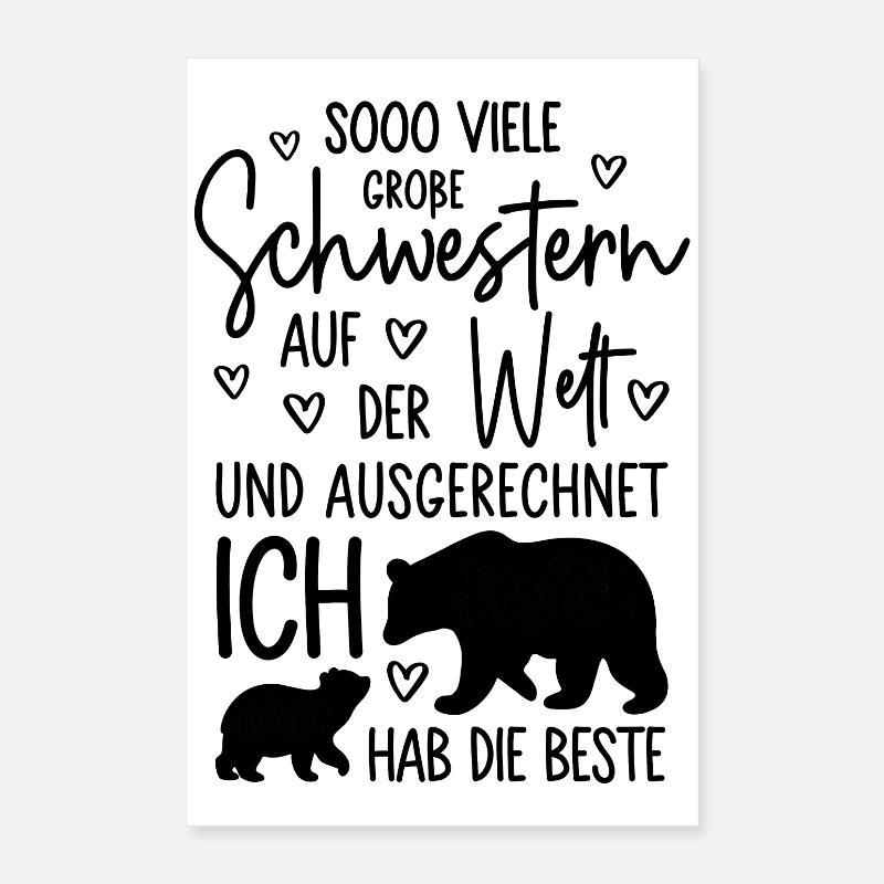 Mädchen Schwestern Bären Beste große Schwester Poster 40x60 cm
