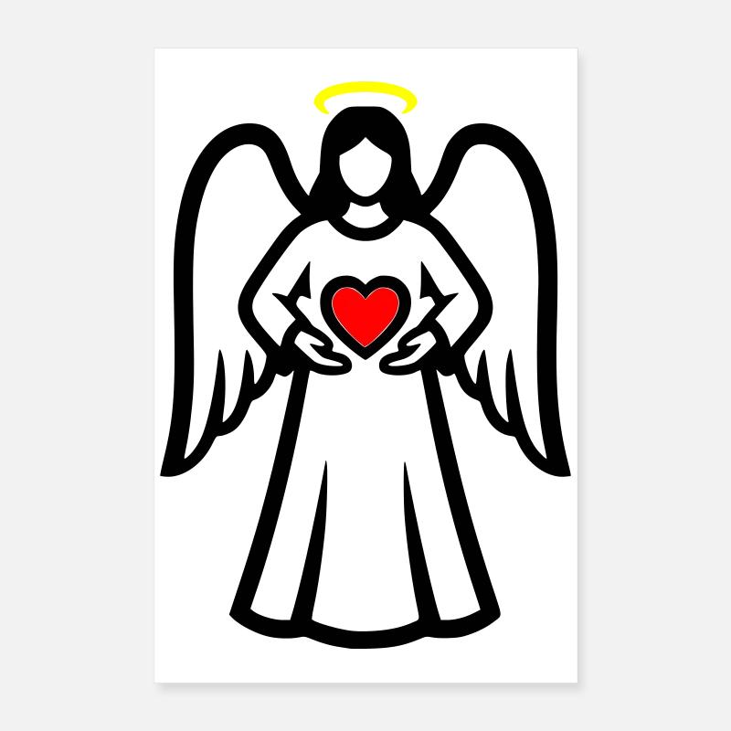 engel-paar-mit-herz-piktogramm-2 Poster 40x60 cm