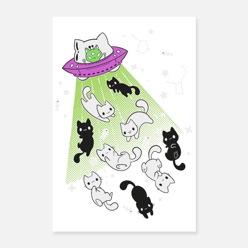 außerirdische Katzen Poster 40x60 cm