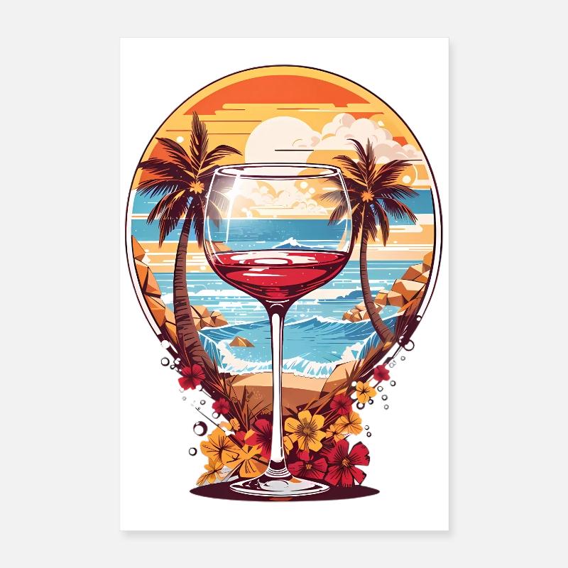 Strand Weinglas Poster 40x60 cm
