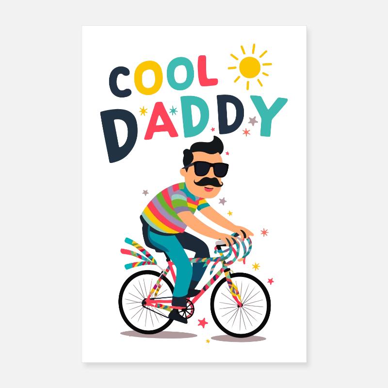Vibrant Cool Daddy Cyclist Design Poster 40 x 60 cm