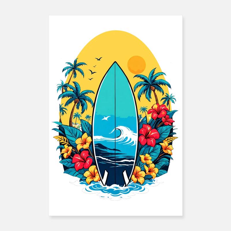 Planche de surf élégante Poster 40 x 60 cm