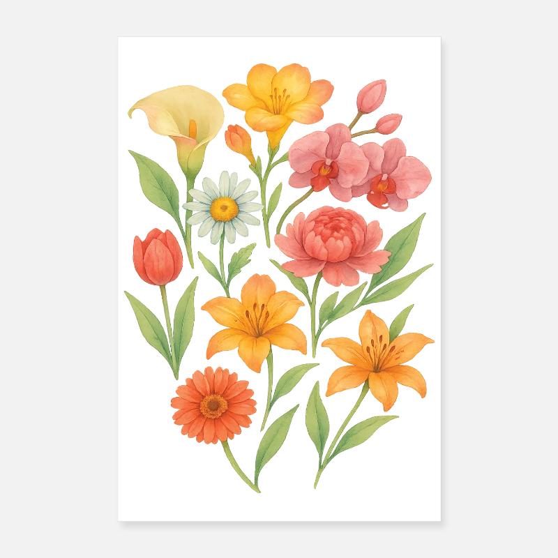 Composition florale pastel élégante Poster 40 x 60 cm