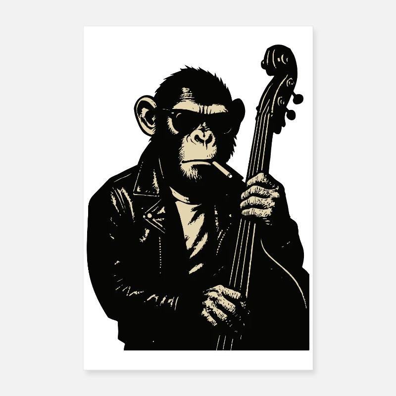 Monkey Rocker Basse en cuir Poster 40 x 60 cm