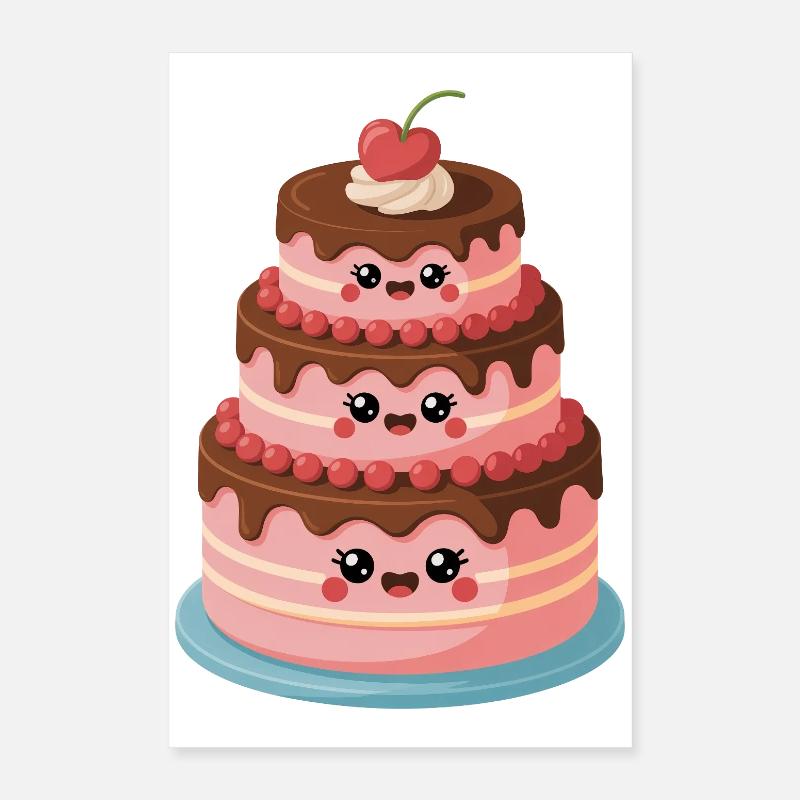 Kuchen Comic süß Poster 40x60 cm