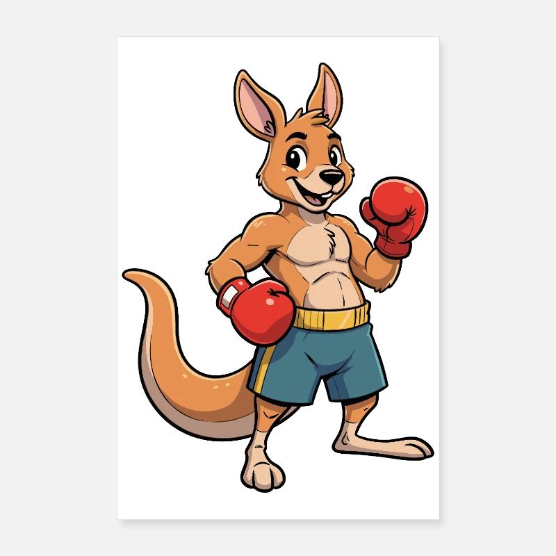 Kangaroo Boxer Cartoon Poster 16" x 24" (40x60 cm)