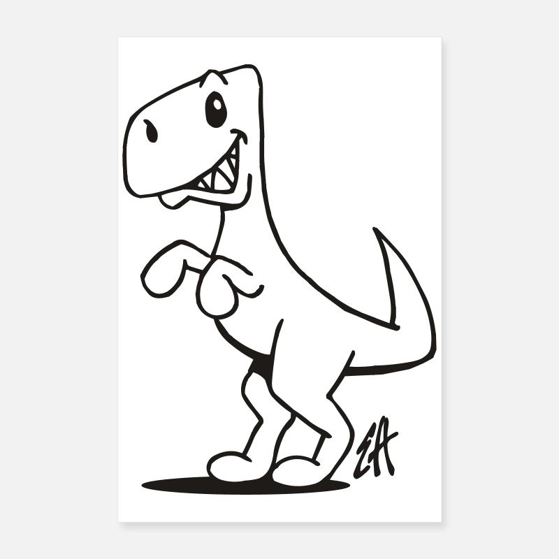 Smiling T-Rex einfarbiges Design Poster 40x60 cm