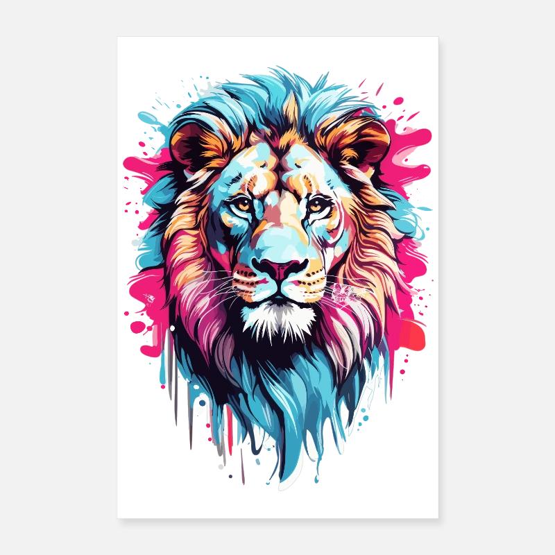 Bunter Löwenkopf Poster 40x60 cm