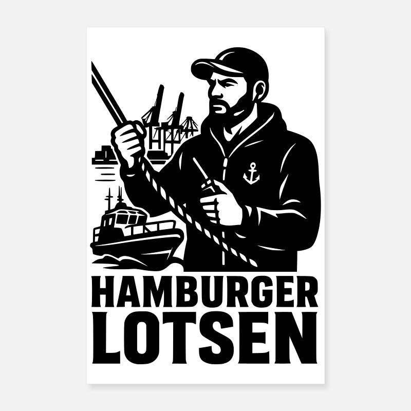 Hamburger Lotsen Hafen Poster 40x60 cm
