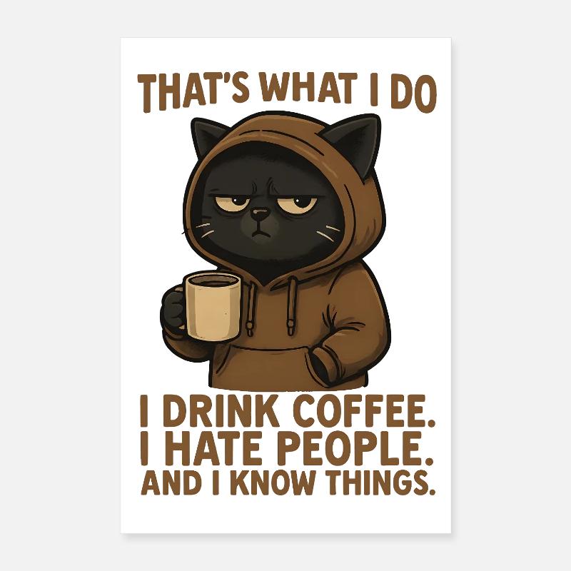 C’est ce que je fais, je bois du café Kaffee Katze Poster 40 x 60 cm