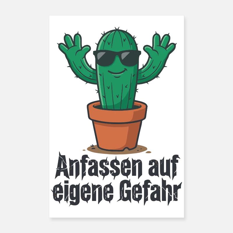 Kaktus Sonnenbrille Warnung ! Poster 40x60 cm