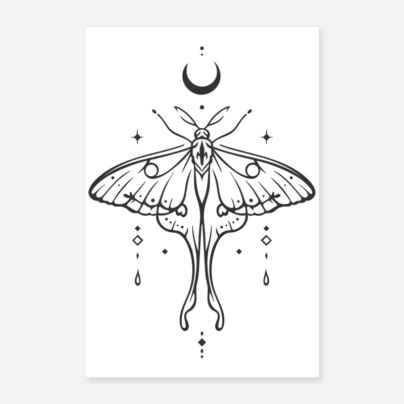 Luna Moth with Moon – Mystical Night Moth Poster 16" x 24" (40x60 cm)