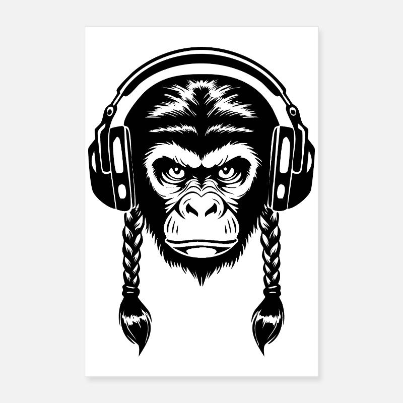Chemise Electro Monkey Head Synth Wave Edition Poster 40 x 60 cm