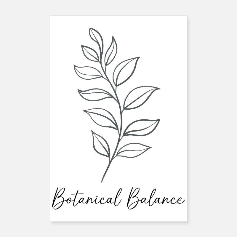 Équilibre botanique – Dessin au trait Poster 40 x 60 cm