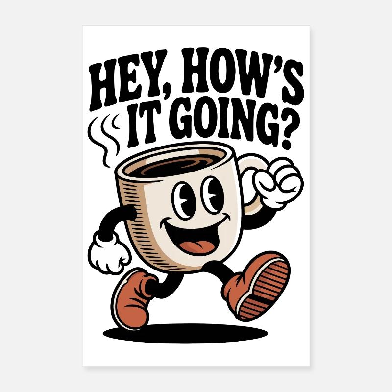 Tasse de dessins animés en forme de café Poster 40 x 60 cm