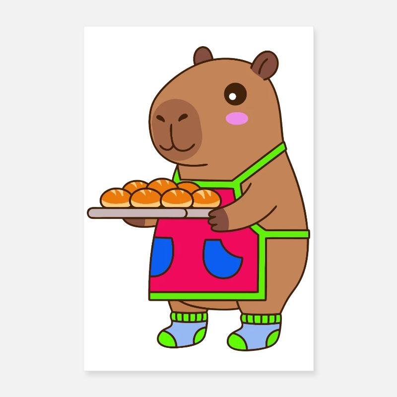 Capybara  Baker Apron with Buns Poster 16" x 24" (40x60 cm)