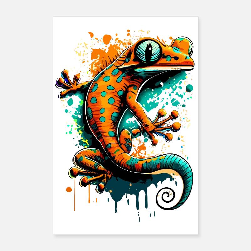 Echse Farbenfroh - Gecko Salamander Eidechse Poster 40x60 cm