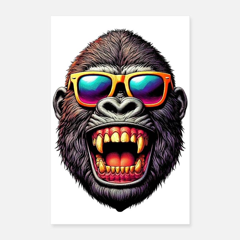 Gorilles avec lunettes de soleil Poster 40 x 60 cm