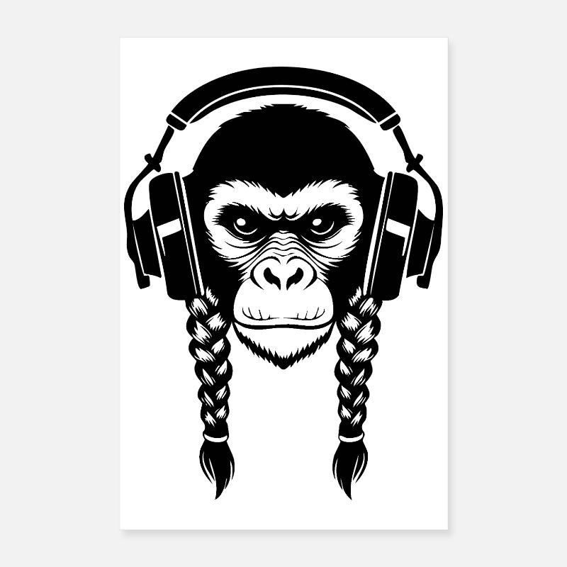 Beat Maker Monkey Head Studio Session Edition Chemise Poster 40 x 60 cm