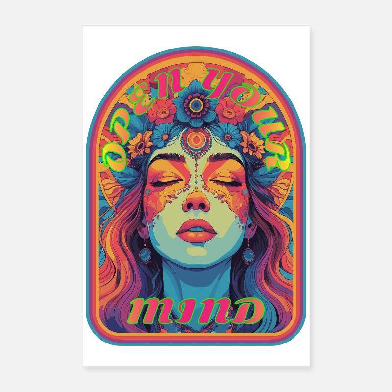 Kandi EDM Open Your Mind Psychedelic Bloom Poster 40 x 60 cm