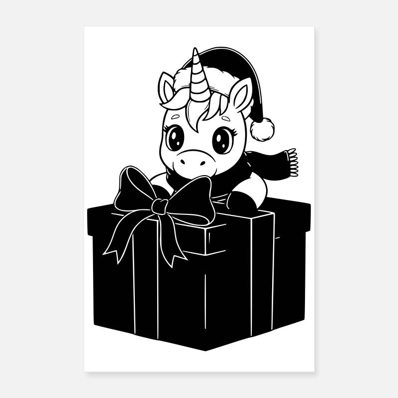 Cadeau de licorne de Noël Poster 40 x 60 cm