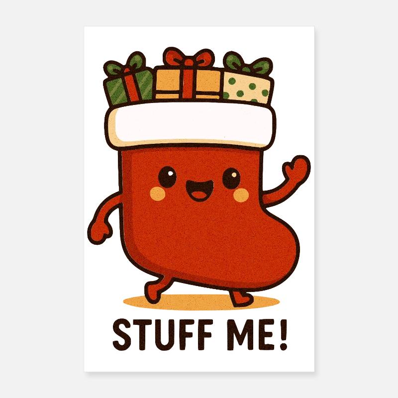 Estomac bien douillé avec des cadeaux - Poster 40 x 60 cm - blanc