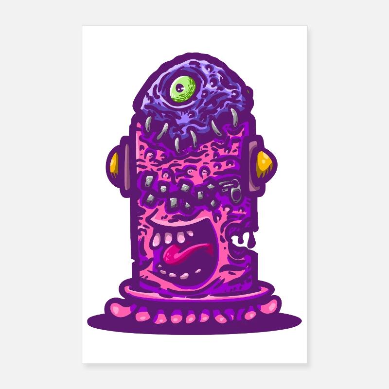 Violet Psychedelic Monster Poster 16" x 24" (40x60 cm)