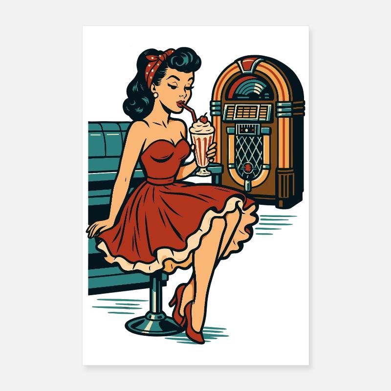 Rockabilly 50er Diner Milchshake Jukebox Retro  Poster 40x60 cm
