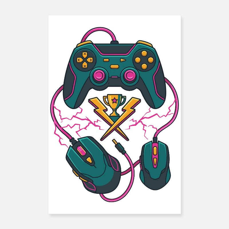 Neon Gaming Trophy Poster 16" x 24" (40x60 cm)